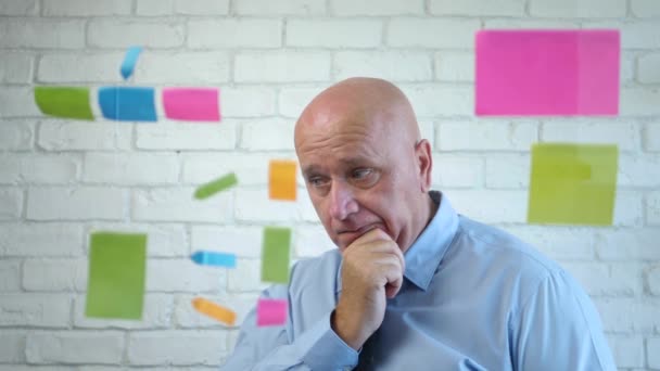 Troubled Businessman in Conference Room Before a Meeting Looking Disappointed — Stock Video