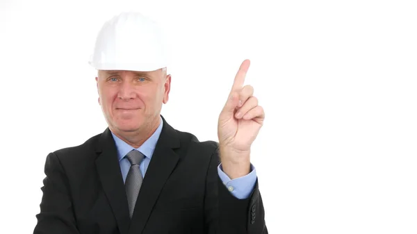 Engineer Image Smiling and Making No Hand Sign — Stock Photo, Image
