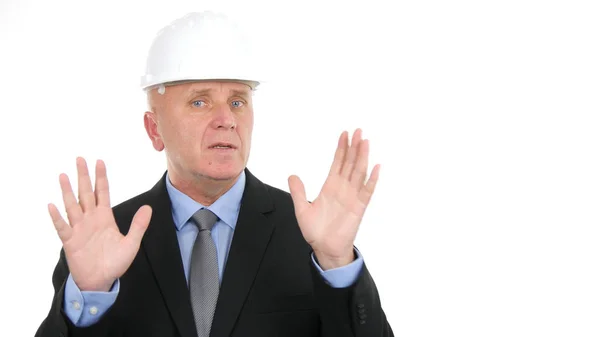 Image with Engineer Talking and Gesturing in a Business Meeting — Stock Photo, Image