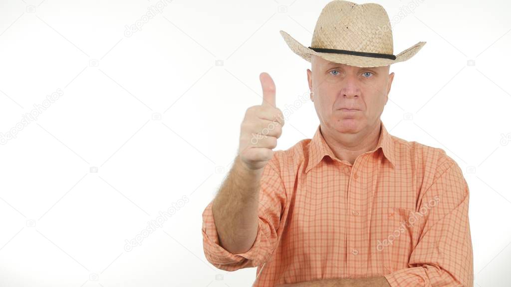 Agricultural Businessperson Presentation Confident Farmer Thumbs Up Serious