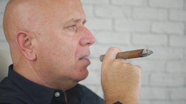 Görüntü bir aromalı puro sigara Office bir işadamı ile rahat