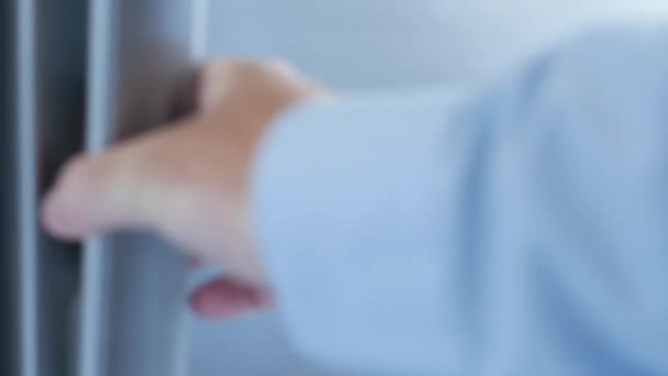 Image with a Man Opening the Refrigerator Door Looking for Fresh Fruits and Vegetables — Stock Video