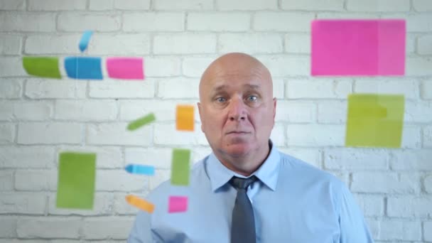 Businessman Knocking with His Fingers Behind a Transparent Panel in a Meeting Room — Stock Video