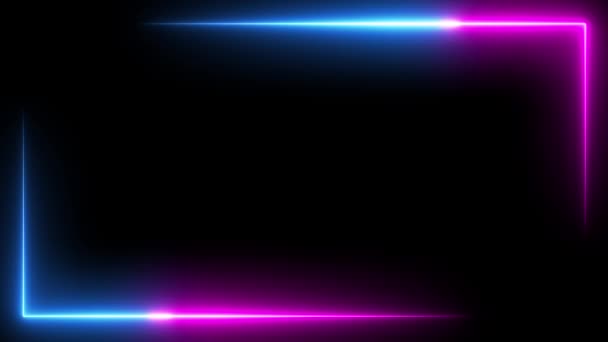 Rayos de neón azul y rosa marco de luz iluminar . — Vídeo de stock