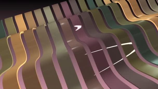 Une rangée de rayures colorées avec mouvement d'onde et réflexions. Fond 3D .