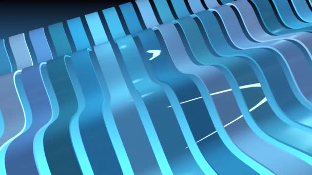 Une rangée de rayures colorées avec mouvement d'onde et réflexions. Fond 3D .