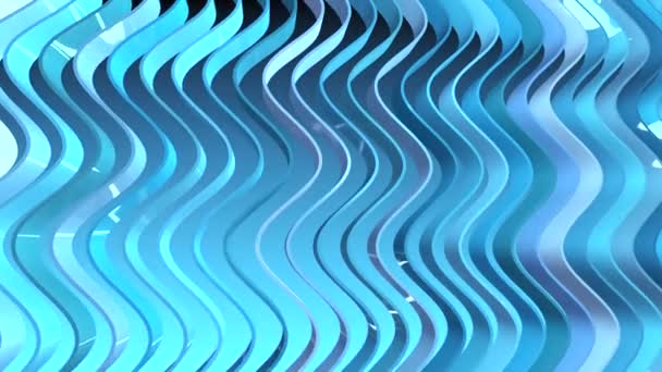 Uma fileira de listras coloridas com movimento de onda e reflexões. Fundo 3D . — Vídeo de Stock
