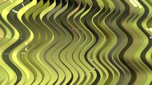 Uma fileira de listras coloridas com movimento de onda e reflexões. Fundo 3D . — Vídeo de Stock