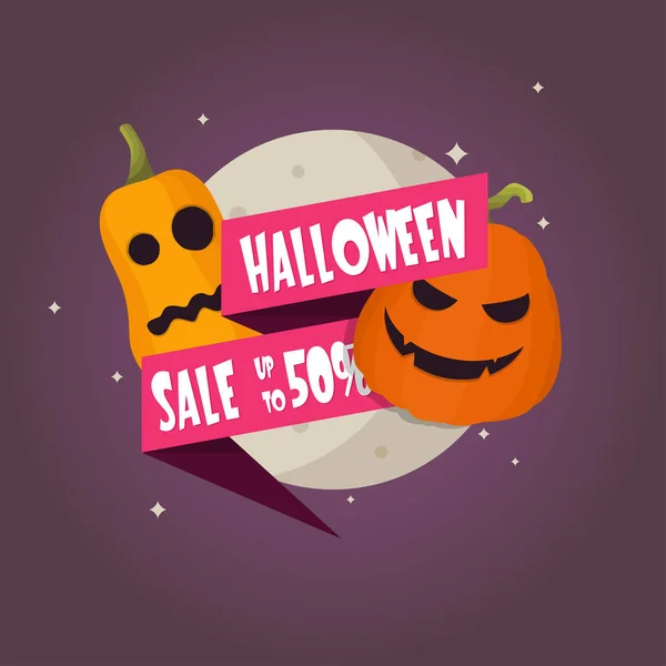 Banner Venta Halloween Con Cabezas Calabaza Puede Utilizar Como Folleto — Vector de stock