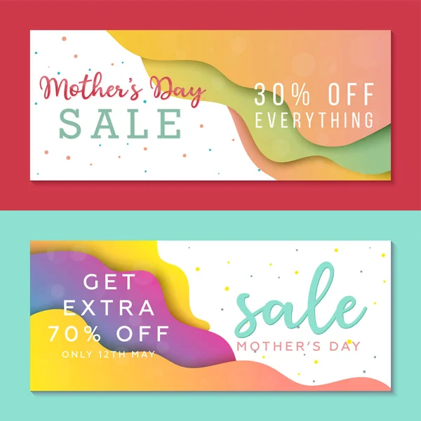 Coleção Dois Banners Para Dia Das Mães Modelos Coloridos Para —  Vetores de Stock