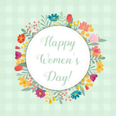 Uluslararası Kadınlar Günü davetiye kartı şablonu, çiçek tasarım. Tebrik kartı kullanılabilir
