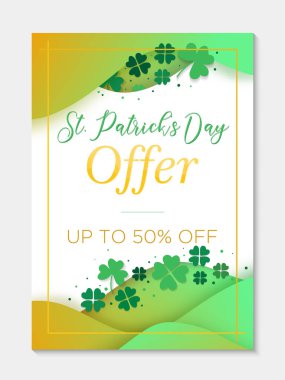 Tasarım kavramı St Patricks Günü sunmak için. İş Şablon afiş yonca ile