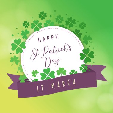 St Patricks Günü tebrik kartı şablonu, çiçek tasarım arka plan