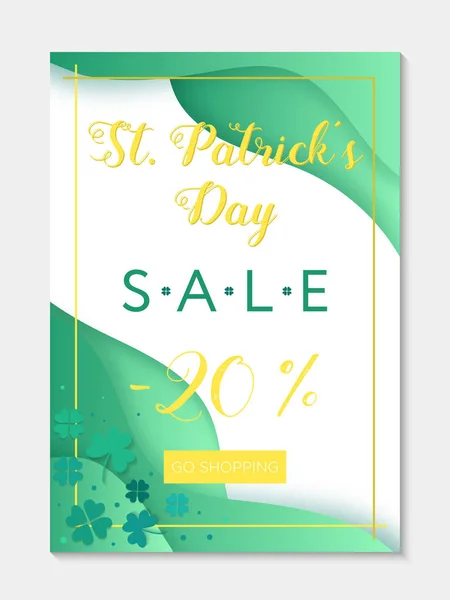 Plantilla elegante del banner de la venta del día de St Patricks. Estilo de corte de papel Vector De Stock