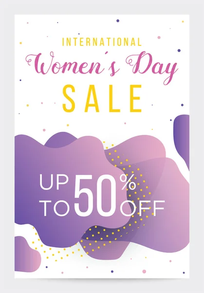 International Womens Day voucher, plantilla colorida, elegante gradiente formas fondo — Archivo Imágenes Vectoriales