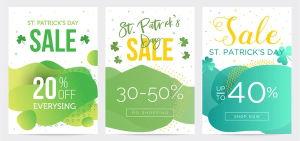 Colección de tres banners St Patricks Day, plantillas brillantes para los negocios — Vector de stock