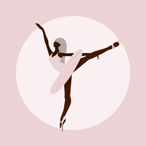 Professional Rhythmic Gymnastics Woman African American Ballet Dancer Young Ballerina — Stock Vector