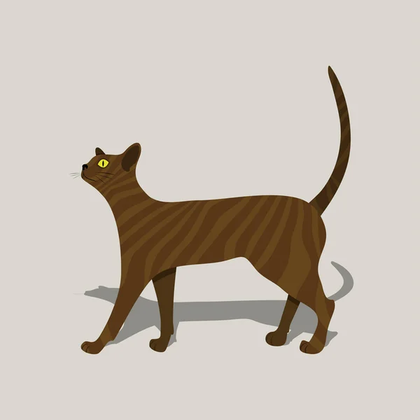 Ilustración Vectorial Con Lindo Gato Jengibre Sobre Fondo Beige — Vector de stock