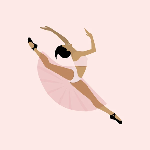 Ballet Dancer Young Ballerina Tutu Pointe Shoes Dancing Individually Pink — Stock Vector