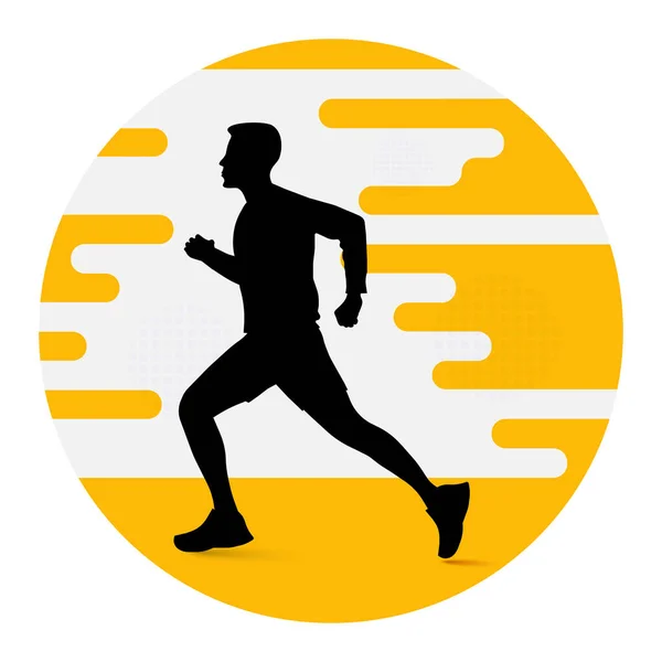 Homem Correndo Silhueta Durante Treinamento Fitness Ilustração Vetorial Atleta Correndo — Vetor de Stock