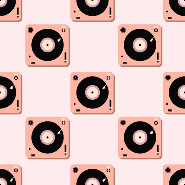 Muster Von Playern Für Schallplatten Musik Flat Vector Illustration — Stockvektor