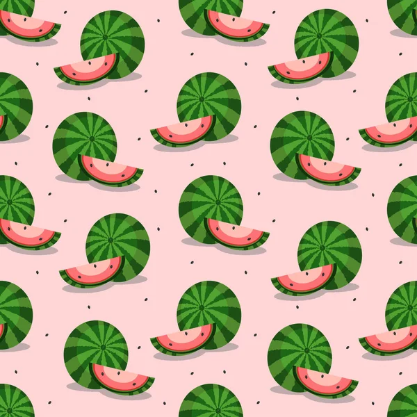 Wassermelonen Muster Nahtloser Vektorhintergrund — Stockvektor