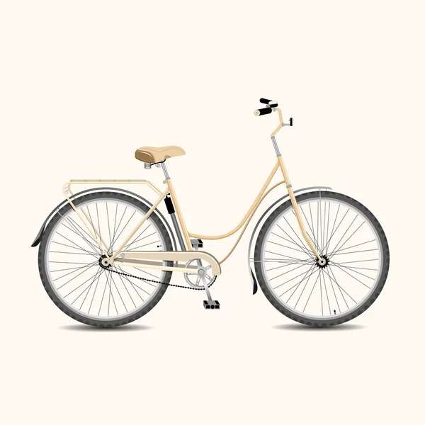 Bicicleta Clássica Cidade Transporte Desportivo Ecológico Bege Metal Mulheres Bicicleta — Vetor de Stock