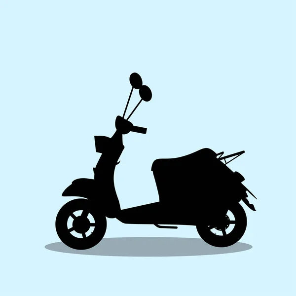 Illustrazione Vettoriale Della Silhouette Dello Scooter Sfondo Blu — Vettoriale Stock