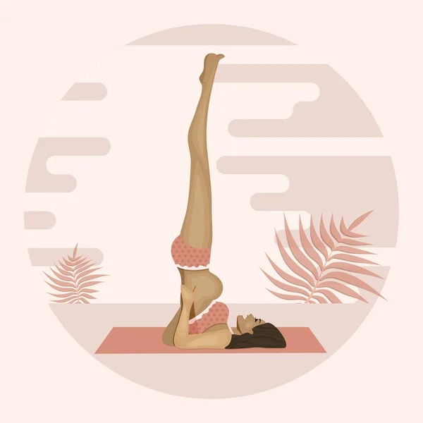 Femme Enceinte Est Engagée Dans Yoga Pilates Faire Des Exercices — Image vectorielle
