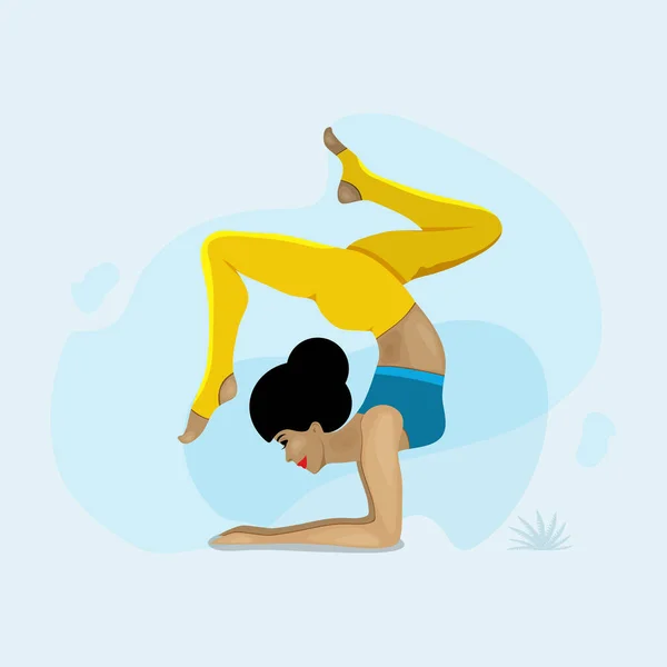 Debout Dans Adho Mukha Vrksasana Exercice Yoga Concept Méditation Bienfaits — Image vectorielle