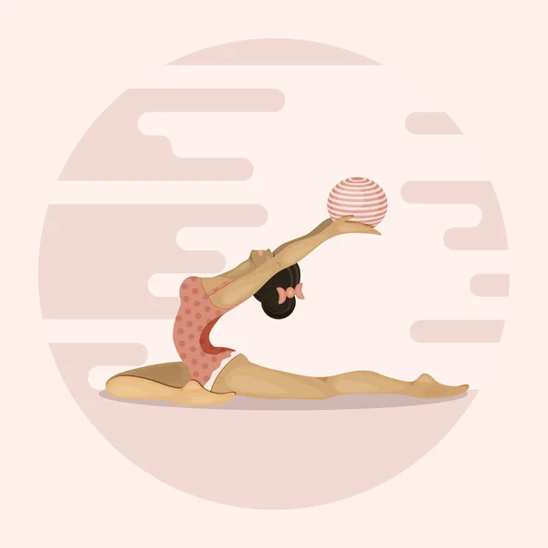 Chica Los Deportes Con Pelota Gimnasia Estilo Vida Saludable Hogar — Vector de stock