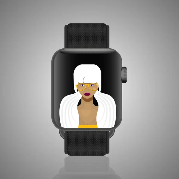 Smart Watch Woman Screen Vector Illustration — Stock Vector