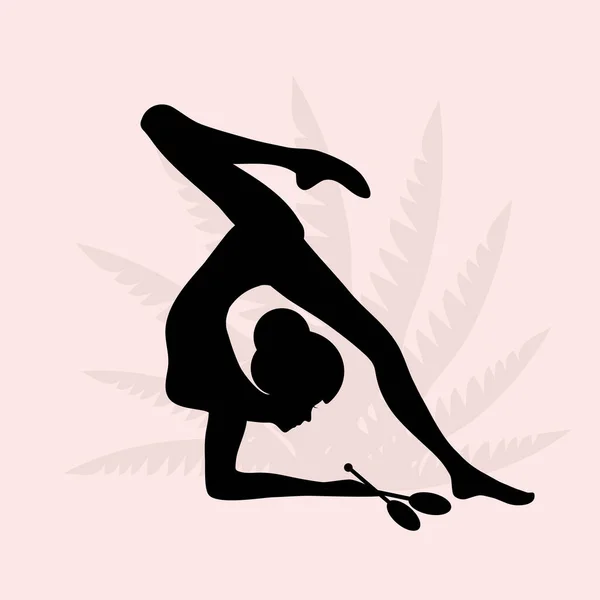 Silhouette Gymnaste Pour Les Sports Avec Club Illustration Vectorielle — Image vectorielle