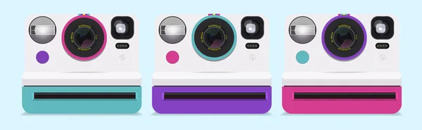 Renkli Polaroid kamera koleksiyonu. vektör illüstrasyonu.