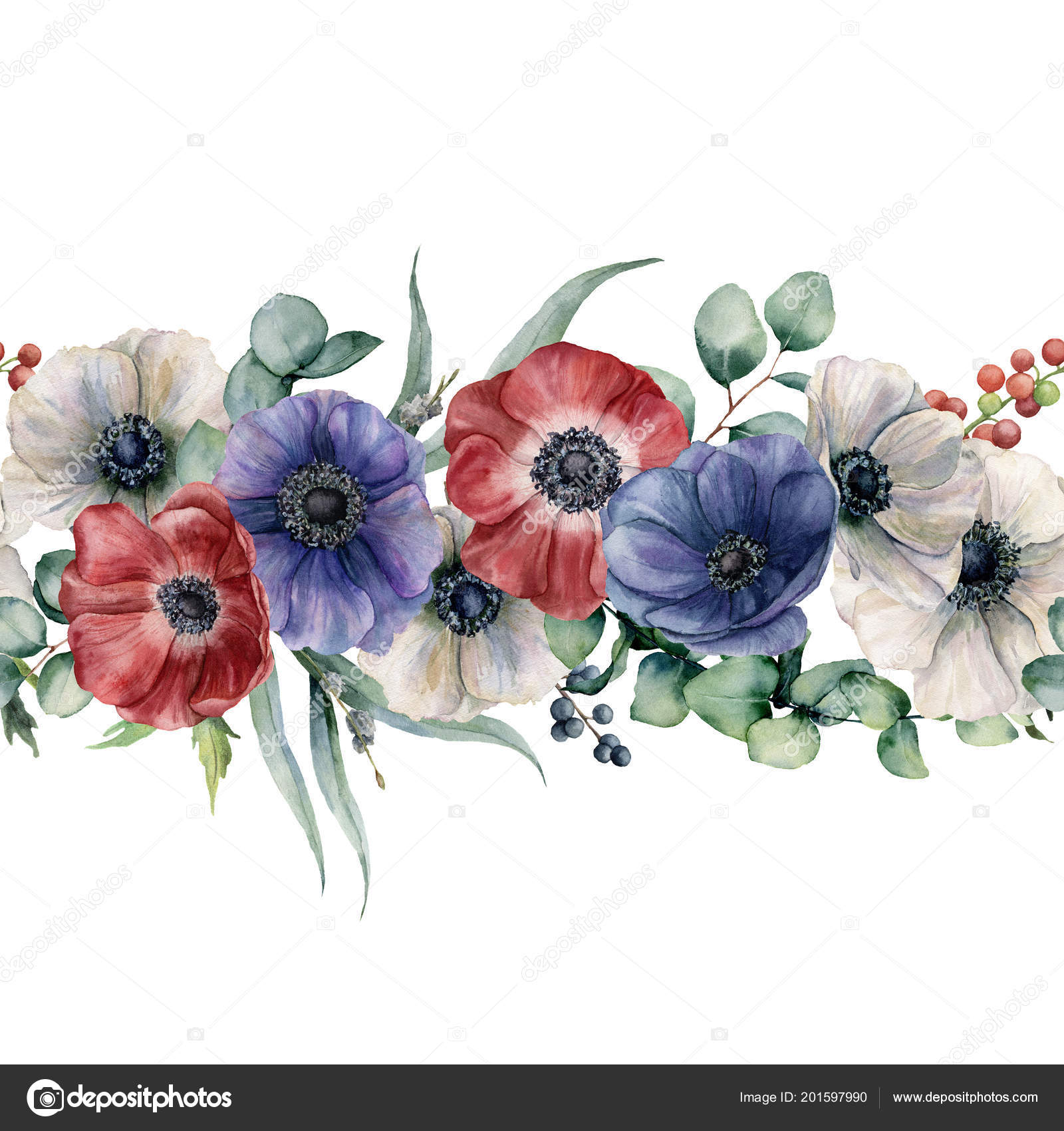 picture Background Red And Blue Flower Border https depositphotos com 201597990 stock photo watercolor seamless horizontal floral border html