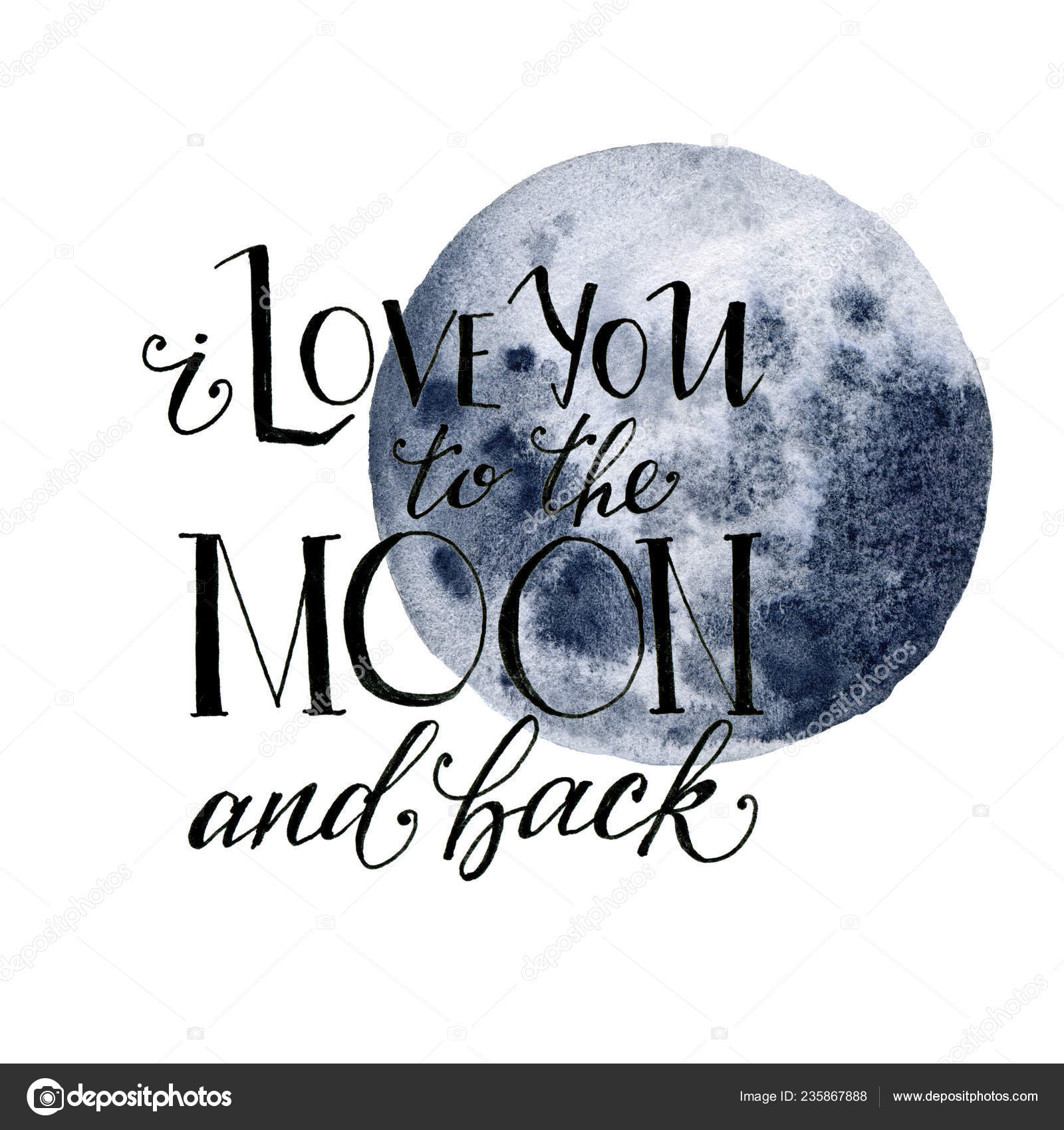 Love you to the moon and back Printable Watercolor Card Instant Download