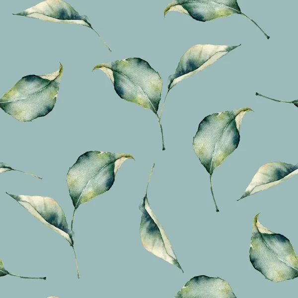 Acuarela beige hojas composición patrón sin costuras. Hojas pintadas a mano aisladas sobre fondo blanco. Ilustración floral para diseño, impresión, tela o fondo . — Foto de Stock