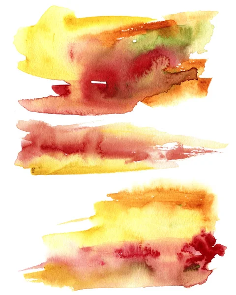 Akwarela Jesienna tekstura abstrakcyjna. Ręcznie malowane czerwone i żółte tło abstrakcyjne. Jesienne ilustracje do projektowania, druku lub tła. — Zdjęcie stockowe