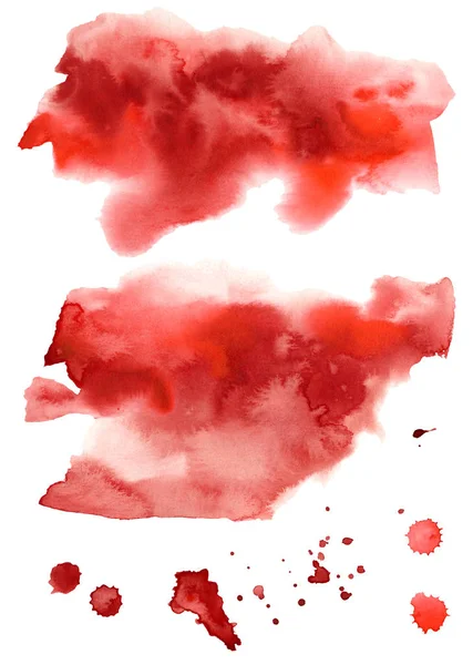 Aquarela halloween textura do sangue. Modelo pintado à mão com fundo abstrato vermelho isolado no fundo branco. Ilustração para design, impressão ou fundo . — Fotografia de Stock