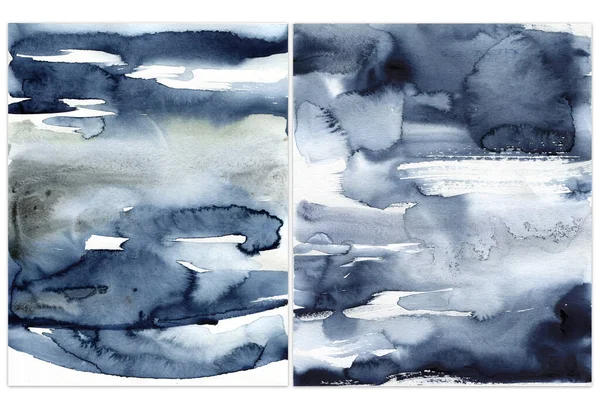 Aquarel klassieke blauwe abstracte textuur. Handgeschilderde zee of oceaan abstracte achtergrond. Aquatische illustratie voor ontwerp, druk of achtergrond. — Stockfoto