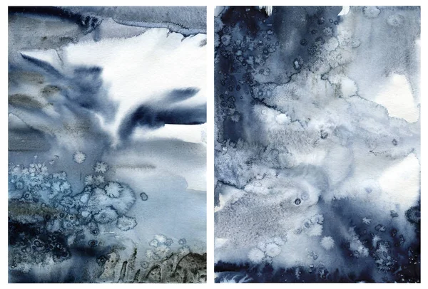 Akvarell klassisk blå abstrakt konsistens med salt tvättar. Handmålade abstrakt bakgrund. Akvatisk illustration för design, tryck eller bakgrund. Årets färg. — Stockfoto