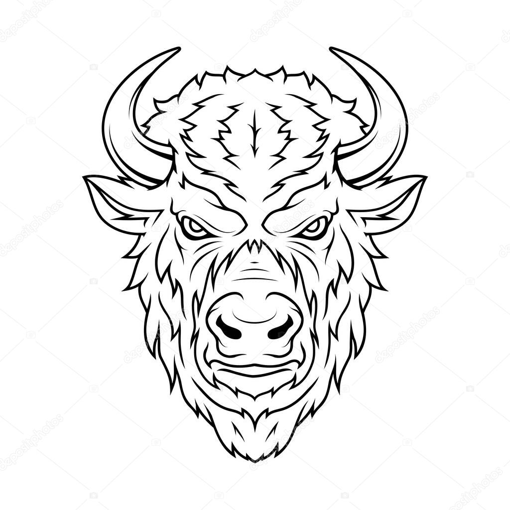 Angry Bison Head Mascot  Vector Buffalo Logo for Sports and Branding
