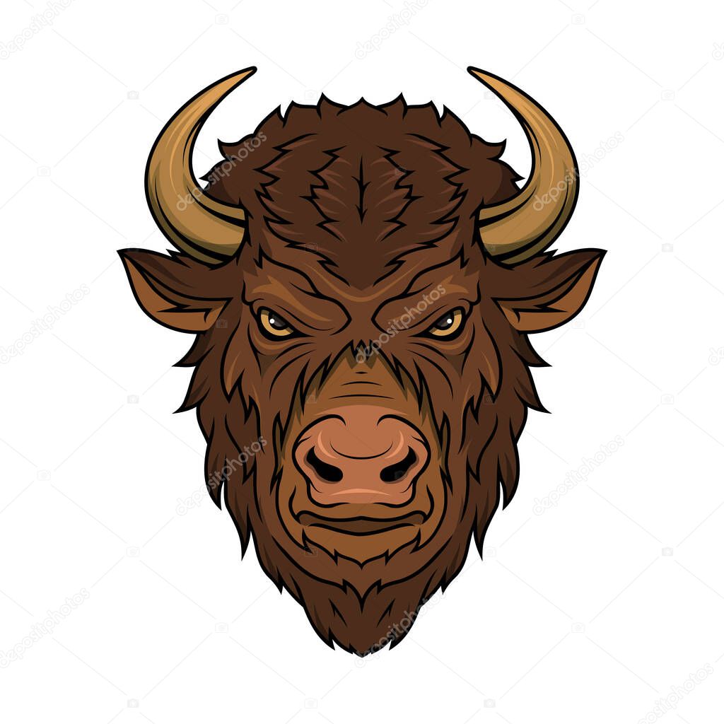 Angry Bison Head Mascot  Vector Buffalo Logo for Sports and Branding