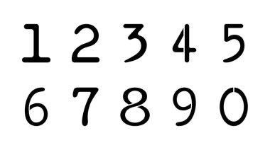 0 'dan 9' a siyah şablon numaraları