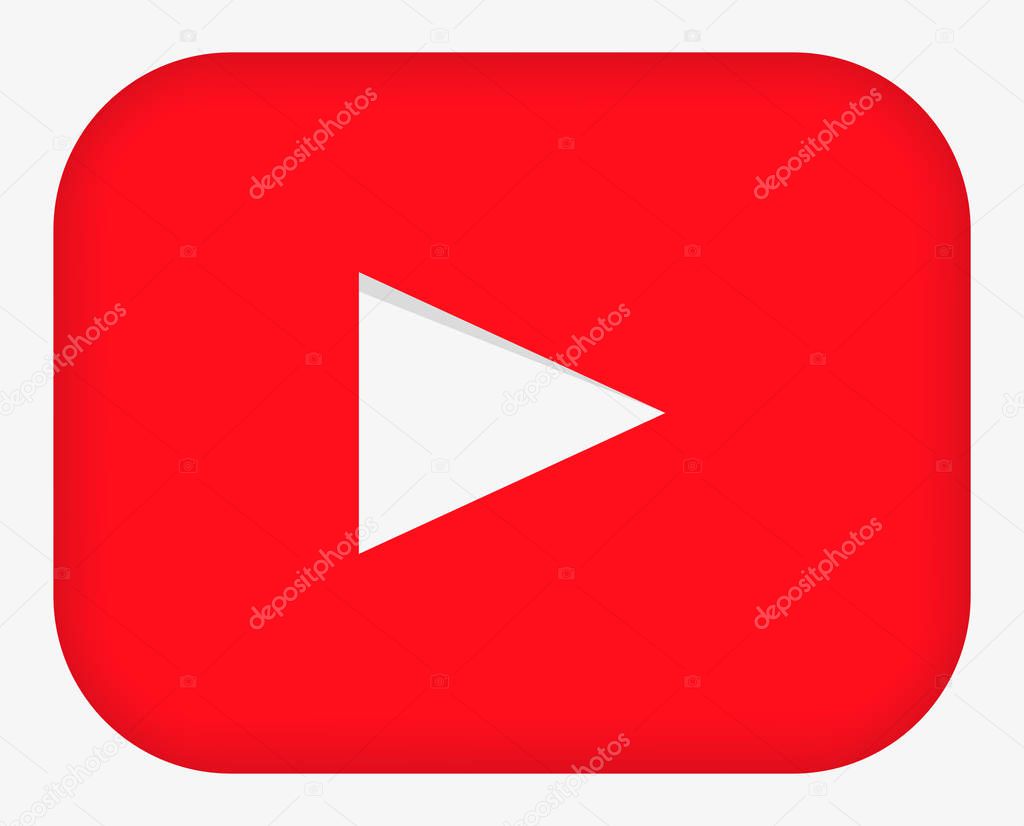 Red button video player Social media. Vector illustration. EPS 10