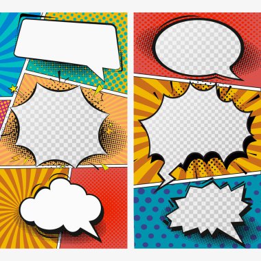 Hikayeler şablonu. Akarsu. pop art vektör çizim tarzında.