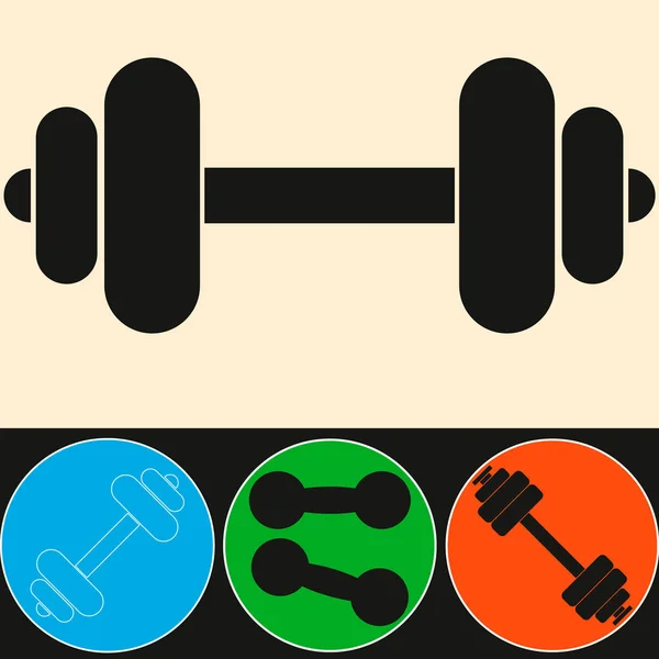 アイコン フィットネス バーベル アイコン 運動ダンベルを持ち上げる筋肉ベクトル重量挙げ記号 — ストックベクタ