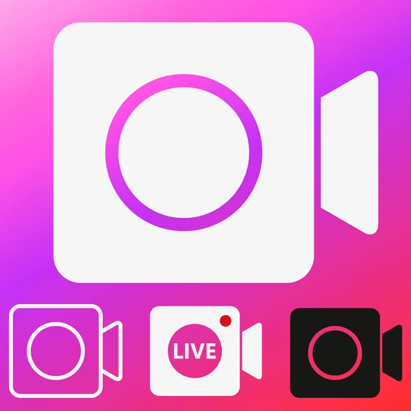 Sosyal medya Instagram video kamera simgesi simgesi, web. Kamera düğmesi, app, UI. EPS 10