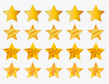 Beş yıldız simgesini puan ayarlayın. Vektör çizim.