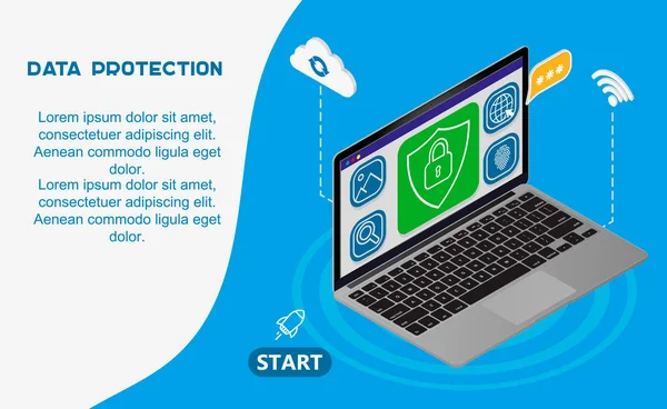 Internet Security Isometric Concept Traffic Encryption Vpn Privacy Protection Antivirus — Stock Vector